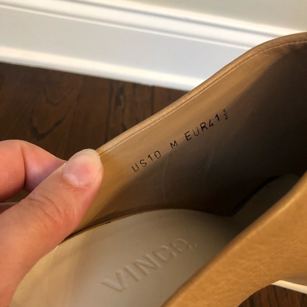 *NWOB* Vince. Women’s 10 Allison Leather Peep Toe Mule Heel in Nude - Picture 12 of 14